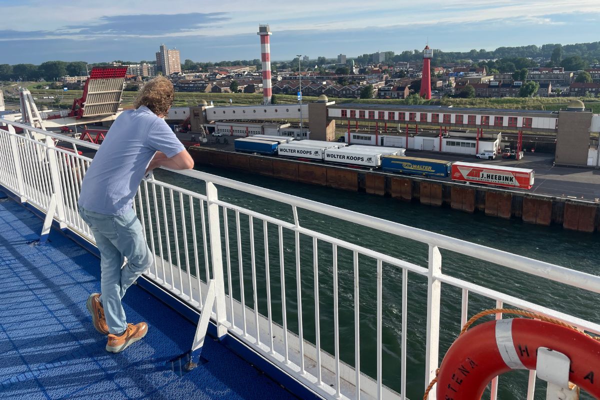 aankomst in Harwich met de boot