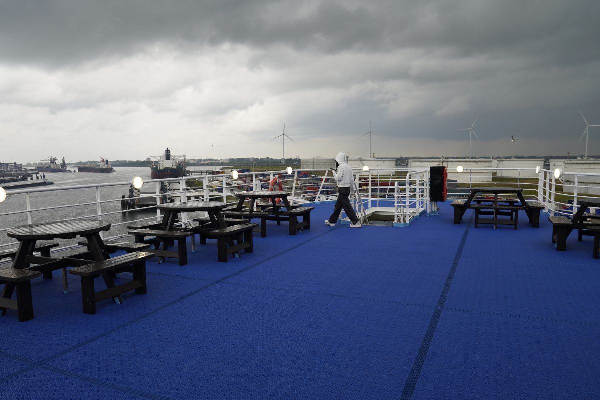 dek van de P&O veerboot naar Hull